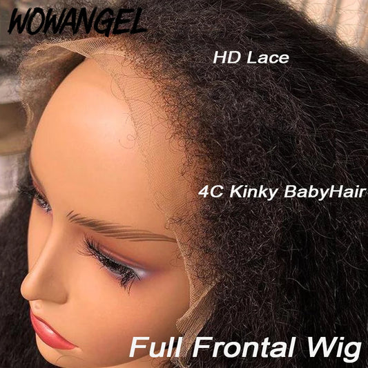 HD Lᴀᴄᴇ Preplucked Fᴜʟʟ Fʀᴏɴᴛᴀʟ 4C Aꜰʀᴏ Kɪɴᴋʏ Sᴛʀᴀɪɢʜᴛ Rᴇᴍʏ Hᴀɪʀ Wig