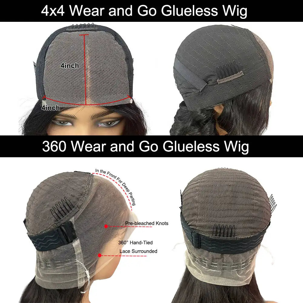 360 Glueless Lace Highlight Brown Wave Human Hair Wig 5x7 Wear & Go Lace Frontal Face-Framing Layered Cut Wave Wigs For Women