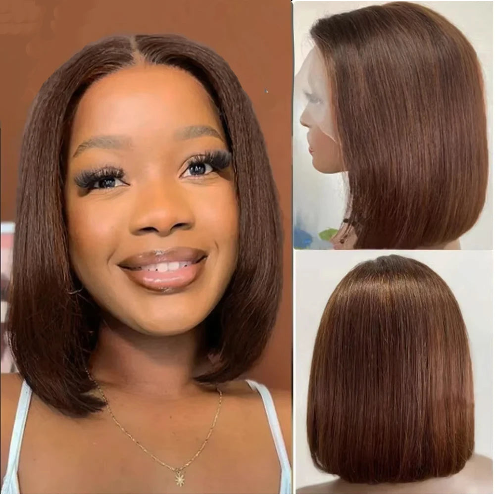 Bob Wigs Human Hair Straight Short Wigs Straight Short Glueless Bob wig 4x4 Lace Closure Wigs
