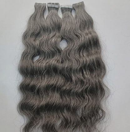 RAW Sɪʟᴠᴇʀ Natural Wavy Tᴀᴘᴇ-ⵊɴ Exᴛᴇɴsɪᴏɴs