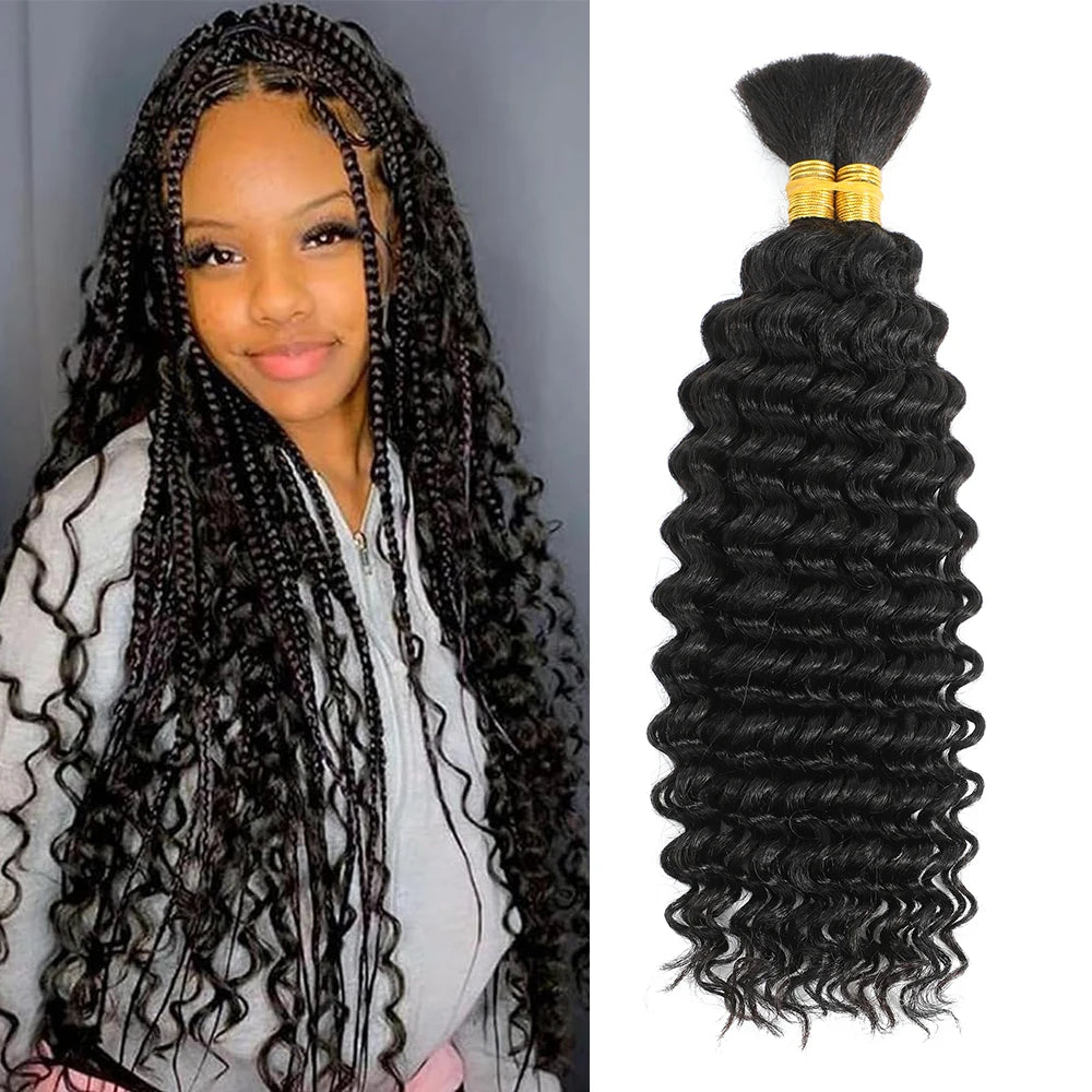 Human Braiding Hair Deep Wave Human Hair Curly Hair Wig Boho Braids 100g Deep Wave Human Hair