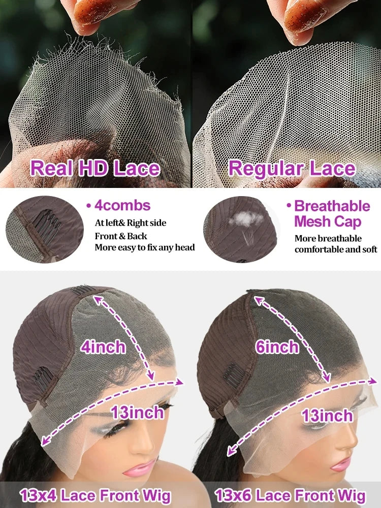 Bellmazi 30 40 Inch Body Wave 13x6 HD Lace Front Wigs Human Hair Water Wave 13x4 Transparent Lace Frontal Wig Brazilian For Women