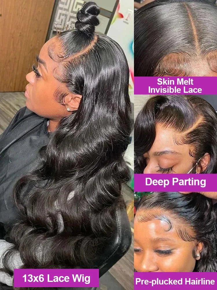 Bellmazi 30 40 Inch Body Wave 13x6 HD Lace Front Wigs Human Hair Water Wave 13x4 Transparent Lace Frontal Wig Brazilian For Women