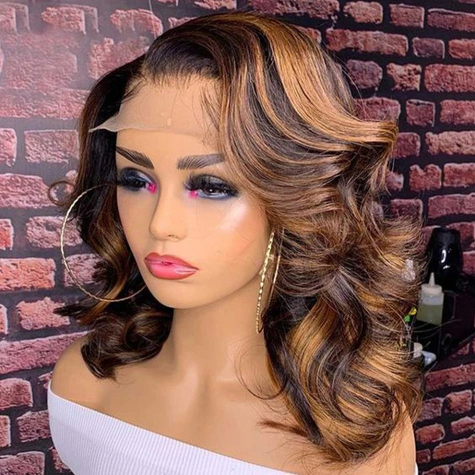Bob Frontal Wig Lace Frontal Bob frontal Human Hair Wigs For Women Brazilian Remy Straight Wig 180% Density Ginger Orange