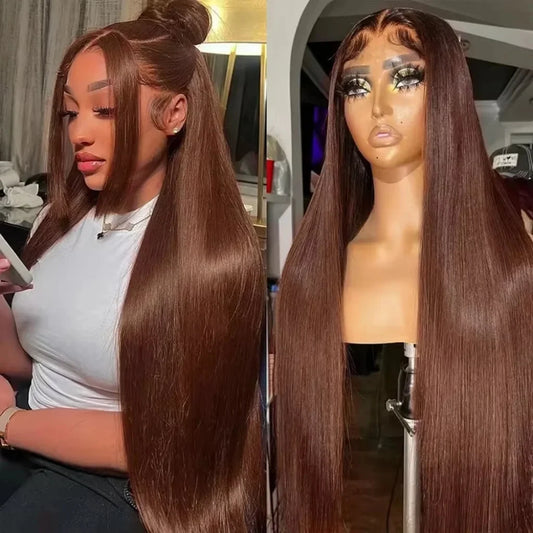 Hair for Hair Extensions Human Hair Wigs13x6 HD Chocolate Brown Bone Straight Lace Front Wig  36 Inch Lace Frontal Wig