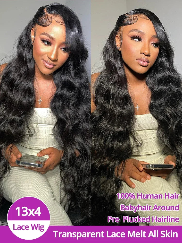 Bellmazi 30 40 Inch Body Wave 13x6 HD Lace Front Wigs Human Hair Water Wave 13x4 Transparent Lace Frontal Wig Brazilian For Women