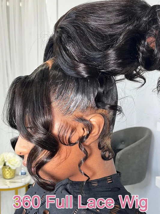 Body Wave HD Lace Front Human Hair Wigs 40 Inch Brazilian 250 Density 360 Full Transparent Lace Wig 100% Human Hair Pre Plucked